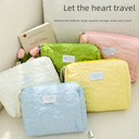 Cream Quilted Clouds Makeup Bag High Beauty Value Girl's Heart Portable Hand Makeup Storage Wash Bag Large Capacity