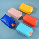 solid color cosmetic bag PU portable large capacity storage bag travel hand mini wash bag