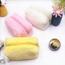 ins girl's solid color plush pencil case hand bag candy color portable sweet soft glutinous Cosmetic Bag Pencil Case