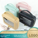Fashion Counter High-end Portable Cosmetic Case High-value Travel Portable Window Transparent pvc Cosmetic Bag