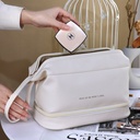Double-layer Cloud Cosmetic Bag Women's Portable Travel PU Large Capacity Toiletry Bag High-grade High-value Cosmetic Storage Bag