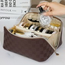 Large Capacity Cosmetic Bag Pillow Cosmetic Bag PU Checkerboard Plaid Cosmetic Storage Bag Portable Travel Wash Bag