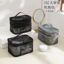 ins Large Capacity Portable Transparent Storage Bag Portable Travel Wash Bag Nylon Double Mesh Cosmetic Bag