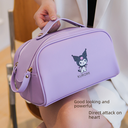 Sanrio PU Double Zipper Portable Cosmetic Bag Large Capacity Portable Travel High-value Kulomi Storage Bag