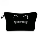Solid Color Smiley Cat Printed Cosmetic Bag Travel Wash Organizer Bag Portable Clutch Bag
