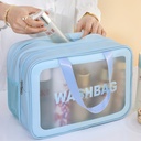 Dry and wet separation double layer travel portable wash bag matte PVC transparent high color value large capacity cosmetic bag
