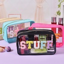 Waterproof Transparent PVC Embroidery Letter Cosmetic Bag Large Capacity Travel Toiletry Storage Bag Convenience Cosmetic Bag
