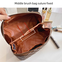 Fashionable Portable Cosmetic Bag Women's Large Capacity Plaid Korean-style High-end Portable Travel Partition Cosmetic Storage Bag