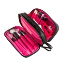 Double Zipper Makeup Bag Korean Style Elegant Black Nylon Cloth Women's Double-Layer Travel Wash Storage Bag