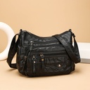 Women's bag casual large capacity shoulder bag washed leather messenger bag fashion simple mom bag