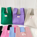 Bag Women's Korean-style Niche Design Candy Color Knitted Handbag Handbag All-match Solid Color Large Capacity Wrist Bag