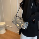 Niche Texture Sequin Chain Small Bag Women's All-match French Fashion Crossbody Small Square Bag Shoulder Bag