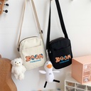 2203 New Japanese and Korean Style Canvas Fashionable Brown Bear Printed Shoulder Crossbody Bag Women's High Color Value Super Popular Mobile Phone Bag
