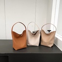 Women's bag lychee pattern genuine leather bucket bag fashion commuter large capacity tote bag shoulder underarm bag