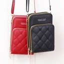 Mobile Phone Bag Women's Korean-style Fashionable Multifunctional Crossbody Shoulder Bag Three-layer Zipper Solid Color Simple Mini Wallet
