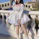 CC21071 Summer Sweet Style Puff Sleeve Princess Dress Chest Lace Dress for Women