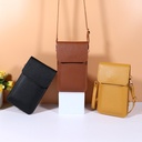 Solid Color Touch Screen Mini Mobile Phone Bag Korean Style Summer Niche Simple Soft Leather Multi-Layer Crossbody Bag