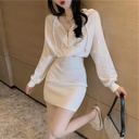 Pure Desire Hot Girl Short Hooded Sweatshirt Skirt Autumn and Winter Long Sleeve Waist Hip Skirt Small Black Dress