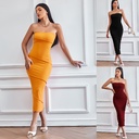 spring and summer style ins sexy tube top hip skirt solid color dress beach dress dress dress