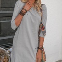 women's fashion bamboo cotton and linen sleeve V-neck long dress