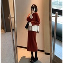 Autumn and Winter New Knitted Suit Women's Two-piece Set Lazy Style High-grade Red Bottoming Sweater Dress Slimming Thick