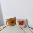 Spring childish cute matching bag with shoulder bag boy's coin purse primary school student straw bag bear bag
