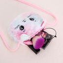 Creative Plush Crossbody Bag Cartoon Children's Shoulder Bag Cute Cat Double Zipper Rabbit Hair Tie-dyed Small Satchel