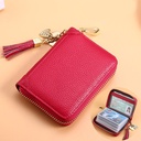 card holder women's multi-card cowhide anti-theft brush RFID leather anti-degaussing card holder zipper credit driving license