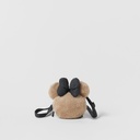 Winter Khaki Plush Bow mini Children's Soft Crossbody Bag