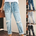 summer supply sexy temperament denim straight pants elastic large size women's jeans