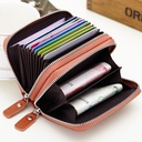 Genuine Leather Card Bag Organ Card Bag Card Holder Double Zipper Card Bag Multi-Card Bit First Layer Cowhide Coin Purse