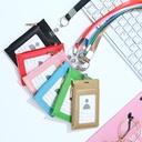 Side zipper coin purse three-card neck-hanging chest card webbing lanyard card ID set