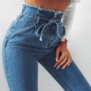 women's jeans flower bud high waist frayed lace-up jeans women's cow