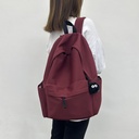 ins Schoolbag Female Student Korean Style Internet Popular Canvas Backpack for Junior High School and High School Students Japanese Style Solid Color Large Capacity Backpack