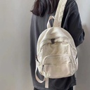 Schoolbag Korean-style Casual Washed Pleated Canvas Backpack ins Vintage Travel Satchel Harajuku Solid Color Canvas