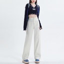 Straight Leg Jeans Women's Spring and Summer High Waist Korean Style Design Sense Rice White Loose Wide Leg Pants
