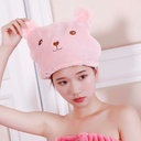 Korean version of thick coral velvet embroidery bear dry hair cap cute cartoon super absorbent quick-drying dry hair towel