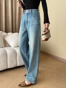 Sinan good version recommended early autumn hanging down thin high waist straight jeans wide leg pants SN3826