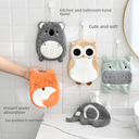 Hand towel cute children cartoon hanging absorbent kitchen bathroom coral fleece hand towel