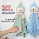 Square towel sleeping bear animal cartoon towel coral fleece cute hanging children's kitchen towel factory