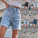 30760# trend loose casual women's denim shorts high waist loose slim pants