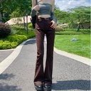 Vintage High-waisted Micro-blared Jeans Women's Autumn Slim-fit All-match Small Straight Flare Pants Trendy