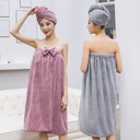 Coral fleece bath skirt strapless coral fleece shower cap soft factory sales absorbent suit is not easy to shed hair