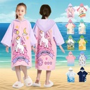 Cardigan Snap Button Children Quick-drying Bathrobe Boys and Girls Students Swimming Absorbent Towel Poncho Hooded Beach Seaside Bath Towel