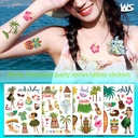 Creative Cartoon Sticker Fashion Hawaiian Party tattoo Sticker Summer Flower Trend tattoo Sticker