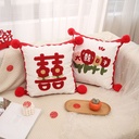 Wedding room decoration wedding Xi character pillow a pair of bed living room sofa decoration back cushion pillow wedding supplies