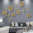 Chinese Style Three-dimensional Flower Wall Decoration Creative Lotus Goldfish Decoration Wall Hanging Living Room Sofa TV Background Wall Pendant