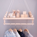 INS Nordic style wooden beads double-layer gray log storage board wooden beads swing rack children's room Model Room soft decoration