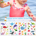 Waterproof Sweat Kids Cartoon Little Whale Dolphin Party Disposable Temporary Sticker Ocean Tattoo Sticker