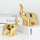 Modern Style Pair of Golden Elephant Ceramic Statue Home Decoration Office Desktop Bookshelf Living Room Ornaments